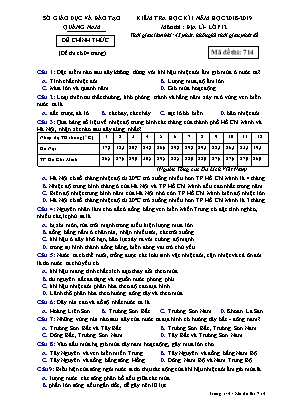 Đề kiểm tra học kì I môn Địa lý Lớp 12 - Mã đề 714 - Năm học 2018-2019 - Sở giáo dục và đào tạo Quảng Nam